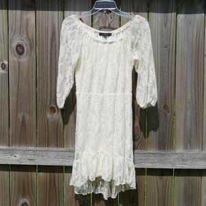 HeartSoul Lace Hi-Lo Off the Shoulder Dress Rustic
